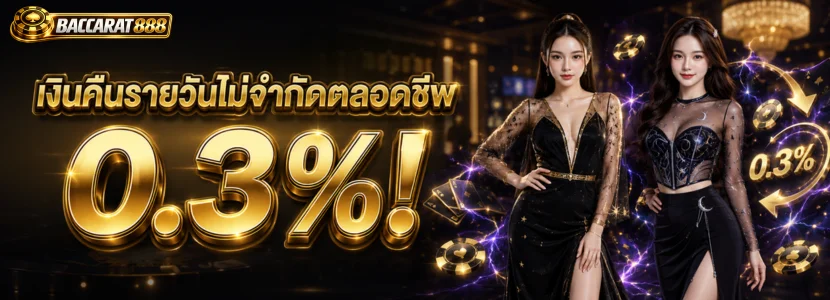 เงินคืนรายวันไม่จำกัดตลอดชีพ 0.3% !